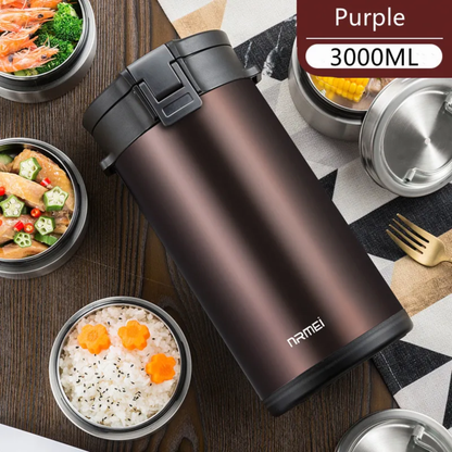 3000ML Leakproof Stainless Steel Lunch Box Purple