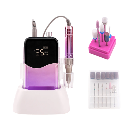 Cordless 35K RPM Nail Drill with Base Purple Set