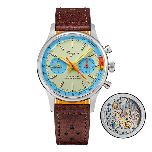 Racing Inspired Mechanical Wristwatch with Leather Strap