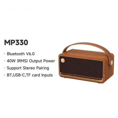 Brown Wireless Bluetooth Speaker 40 Watt Portable Sound