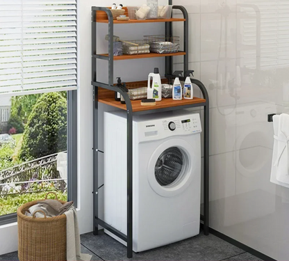 164cm Bathroom Floor Storage Rack Brown & Black