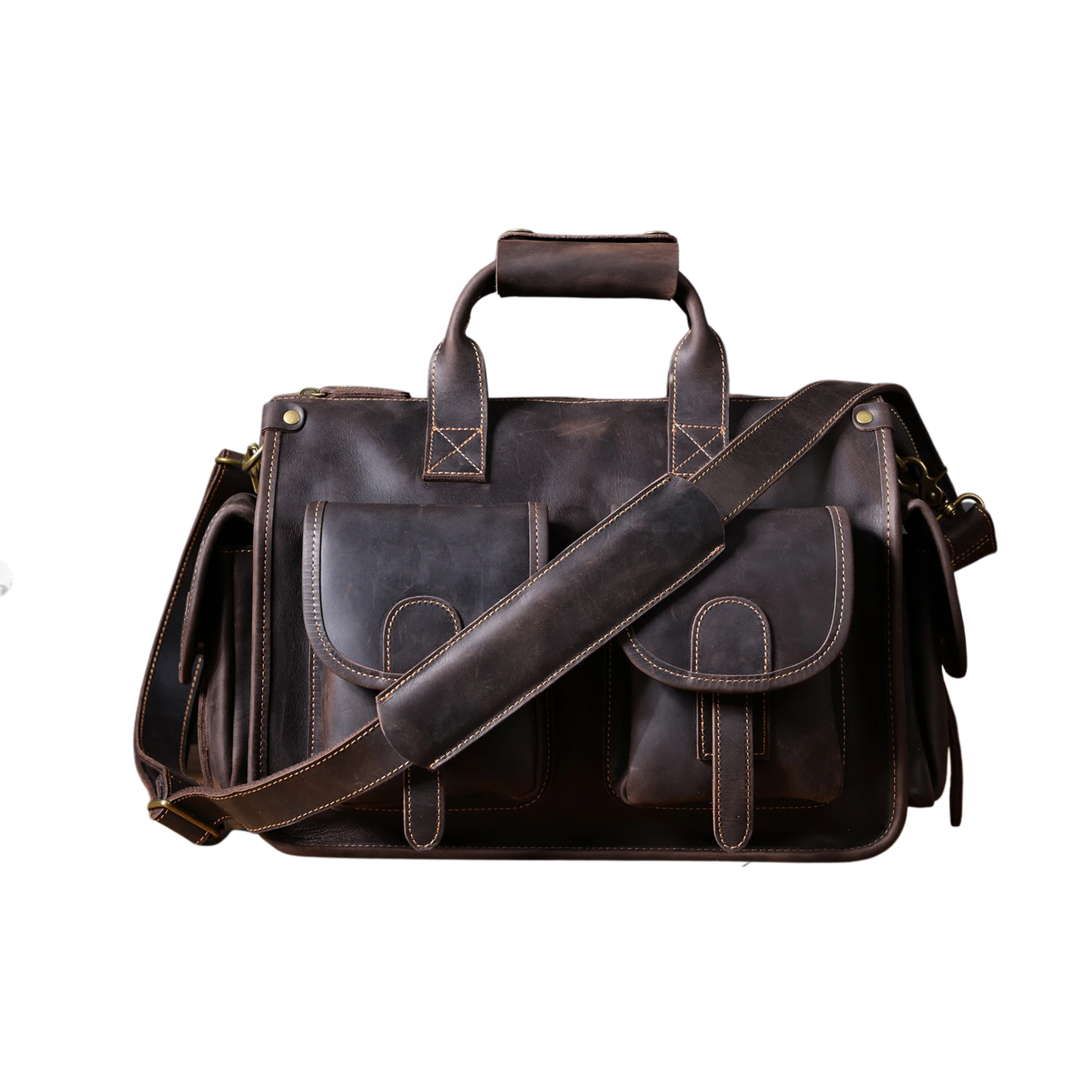 14” Genuine Leather Laptop Briefcase Vintage Messenger Bag