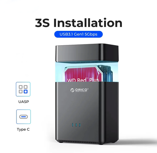 Orico Dual Bay USB-C Hard Drive Enclosure with 5Gbps Speed
