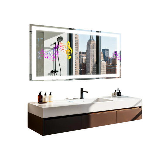 60x80cm Backlit LED Vanity Mirror Bluetooth Anti-Fog Waterproof