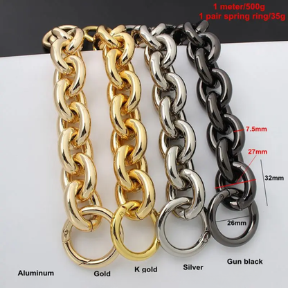 5 Pack Gold Aluminum Chain Bag Straps 100cm