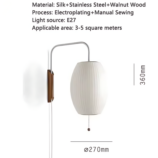 Stylish Silk Wall Lamp LED E27 for Living and Study
