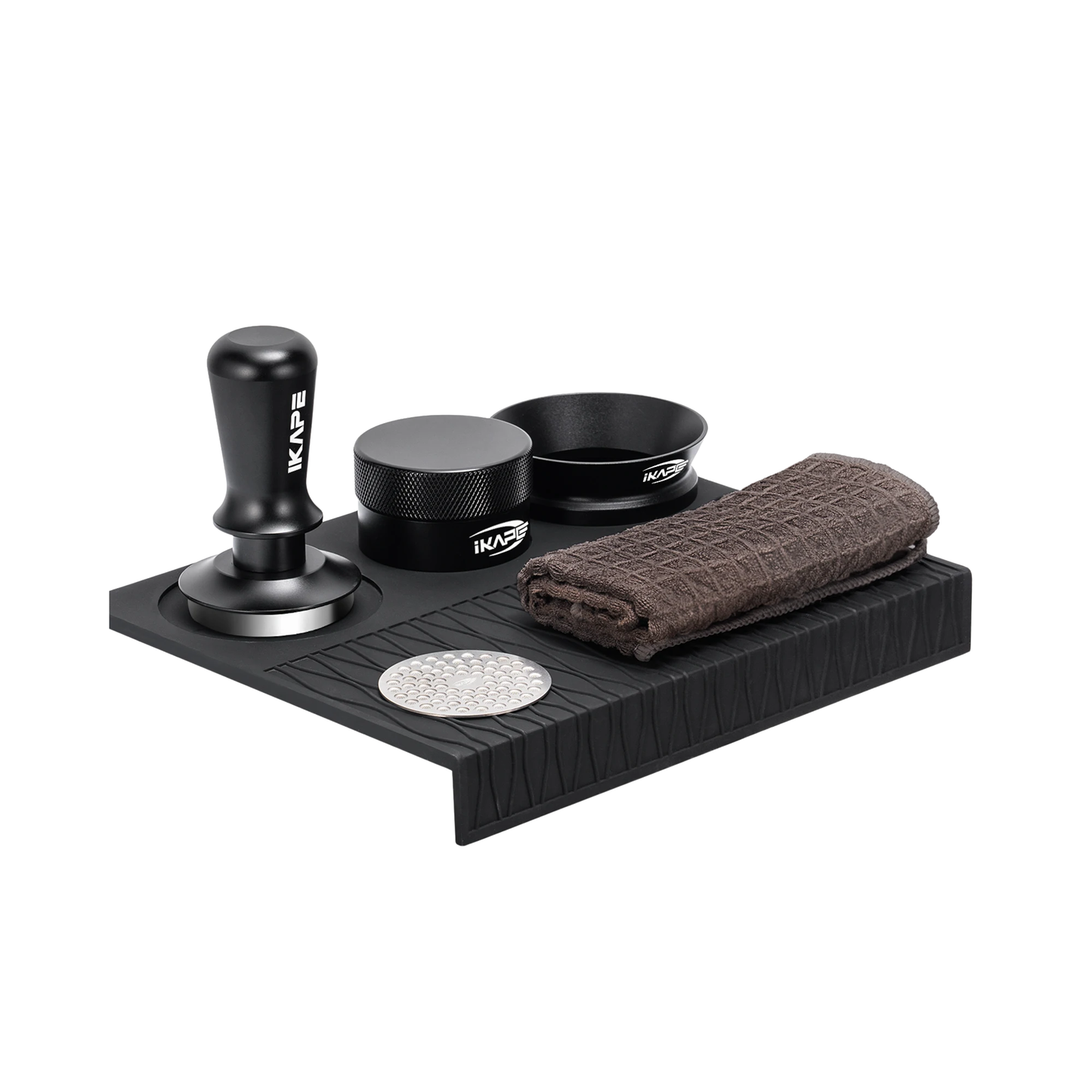 51mm Espresso Coffee Tamper with Silicone Mat and Distributor Black