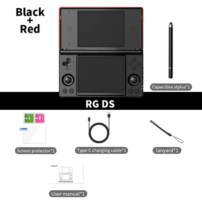 Dual Screen Handheld Gaming Console 4 Inch Android Red Black