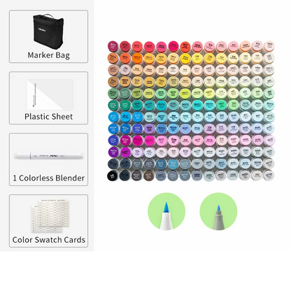 168 Colour Dual Tip Brush Fine Alcohol Markers Set
