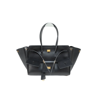 Large Black Gold Leather Tote Bag Spacious