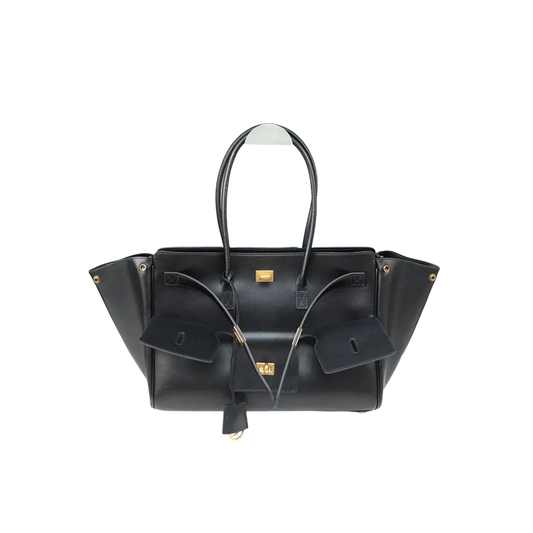 Large Black Gold Leather Tote Bag Spacious