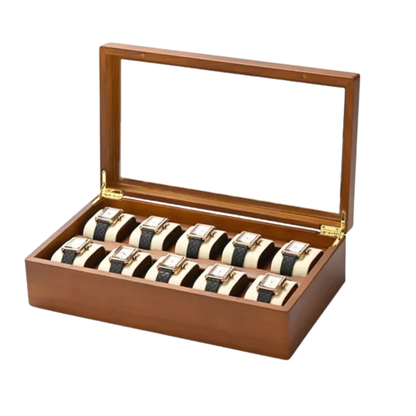 Wooden Jewelry & Watch Organizer Box with 6/10 Grids
