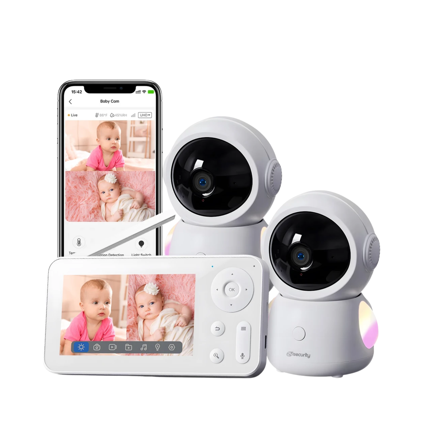 2K WiFi Baby Monitor Dual Camera Split Screen Display