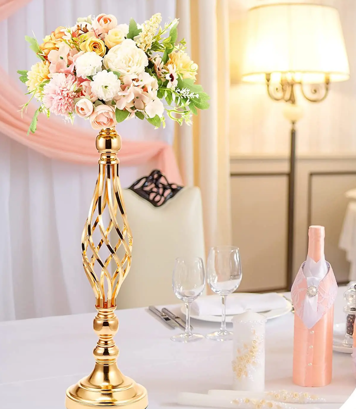 Gold 45cm Metal Vase Display for Elegant Arrangements