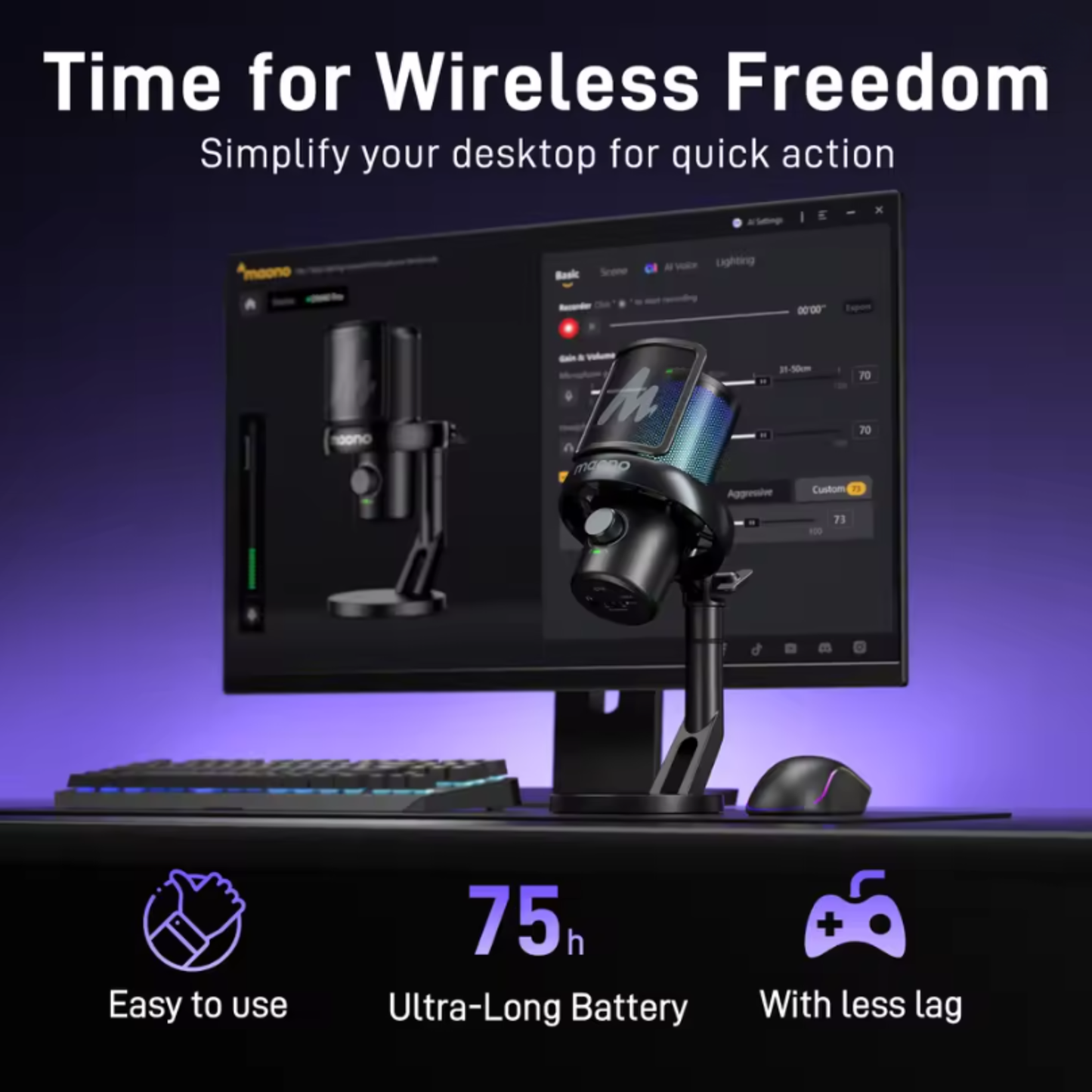 Wireless USB Condenser Microphone for Gaming and Streaming