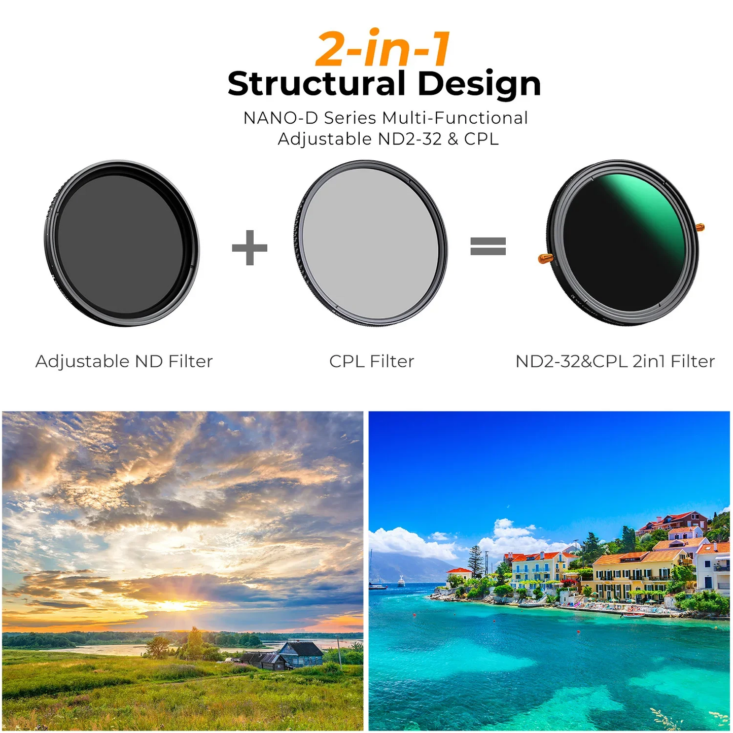 67mm Variable ND2-ND32 CPL 2in1 Camera Lens Filter