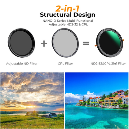 67mm Variable ND2-ND32 CPL 2in1 Camera Lens Filter