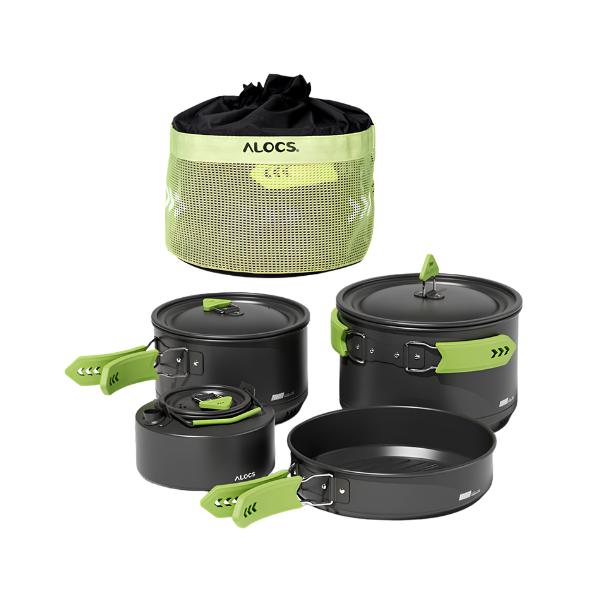Portable Camping Cookware Set Pots Pan Kettle Mess Kit