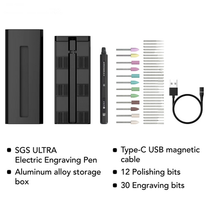Cordless Rotary Engraving Pen with 42 Bits Ultra Black