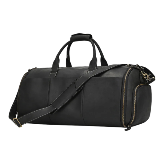 Premium Leather Business Suit Bag with Organizer Black