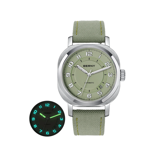 Elegant Green Mechanical Watch with Sapphire Glass and Calendar
