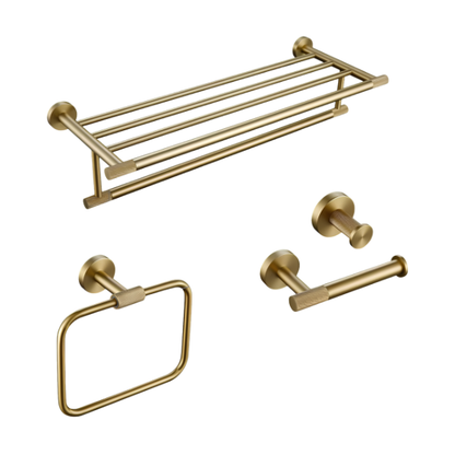 Gold Bathroom Accessories Set with Towel Bar and Hooks