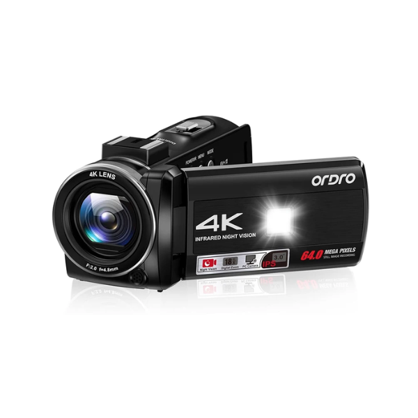 4K Vlogging Camcorder with IR Night Vision 18X Zoom
