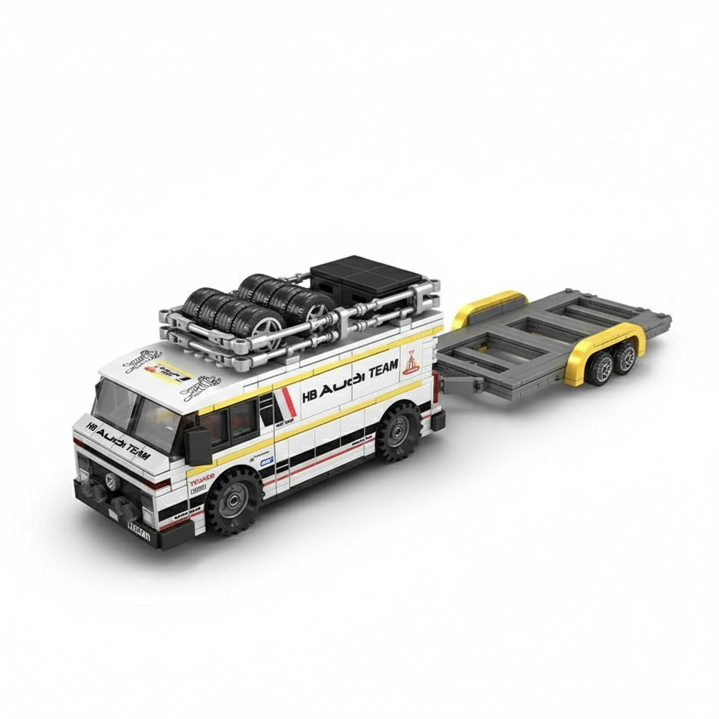 Sports Quattro Car with Team Truck Building Bricks Set