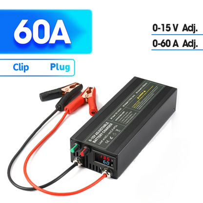 Quick 12V 60A Lithium Battery Charger with Clip Connector