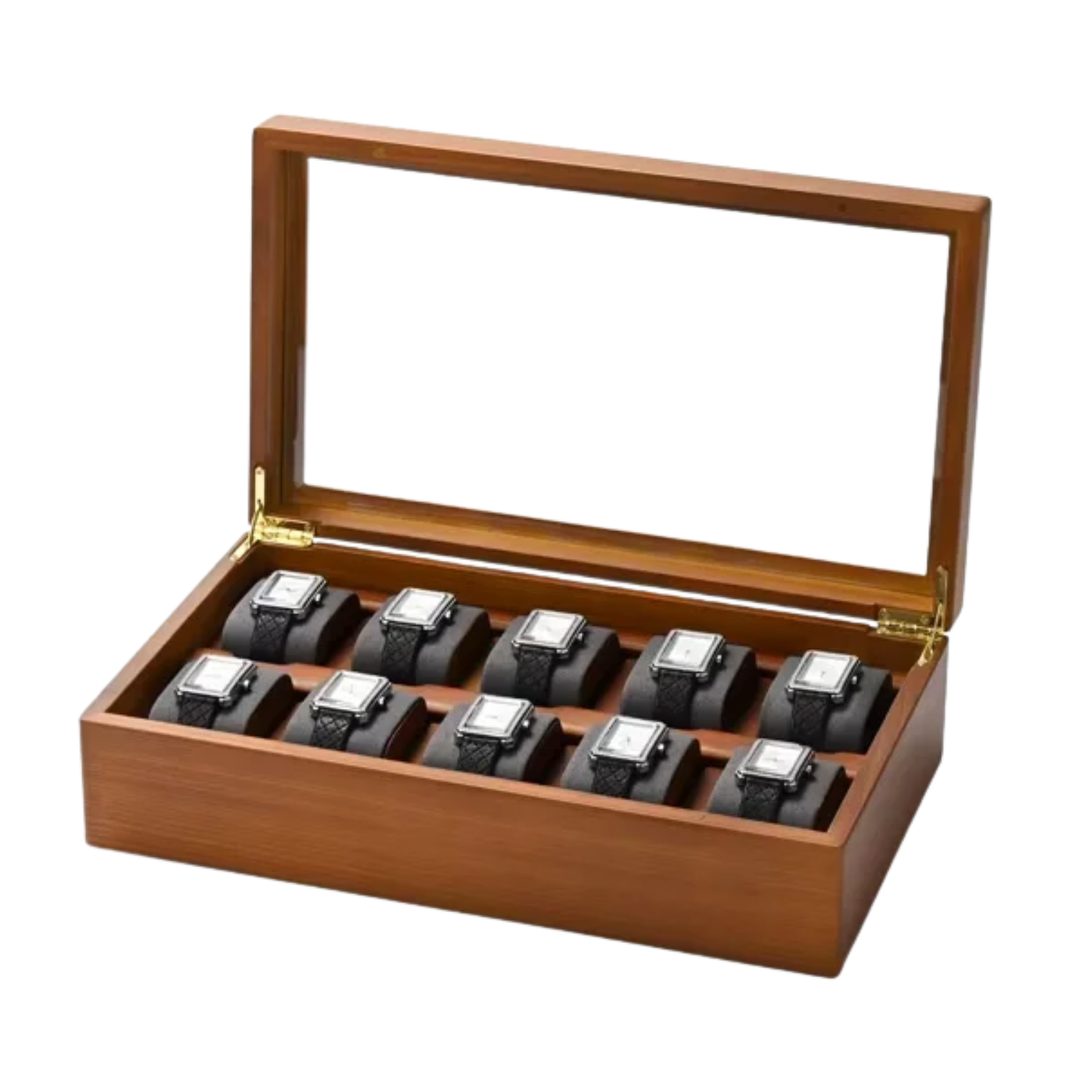 Solid Wood Watch Storage Display Box with Compartments