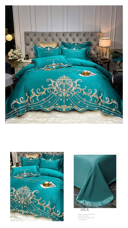 Luxury 100% Cotton 4-Piece Bedding Set Ice Silk