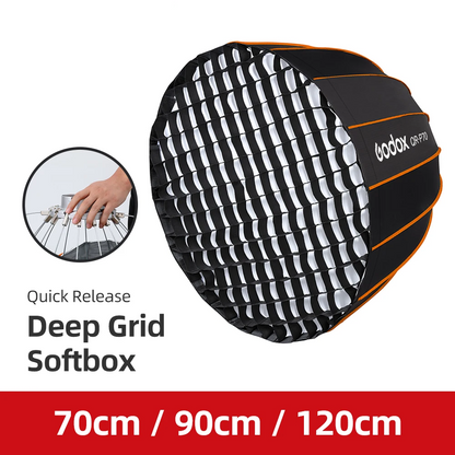 120cm Portable Parabolic Softbox with Honeycomb Grid