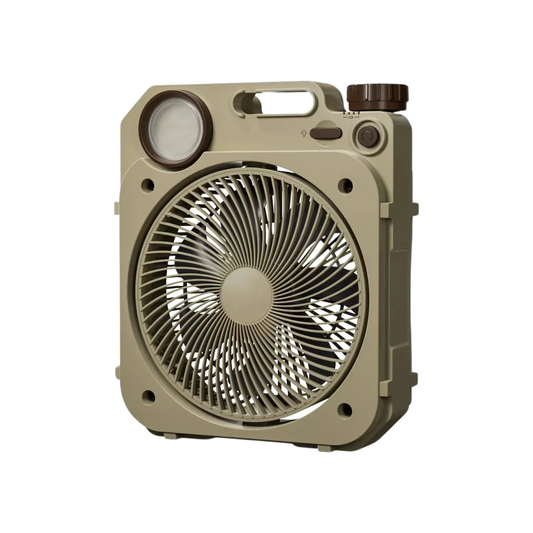 Portable 10000mAh Rechargeable Fan Outdoor LED Khaki