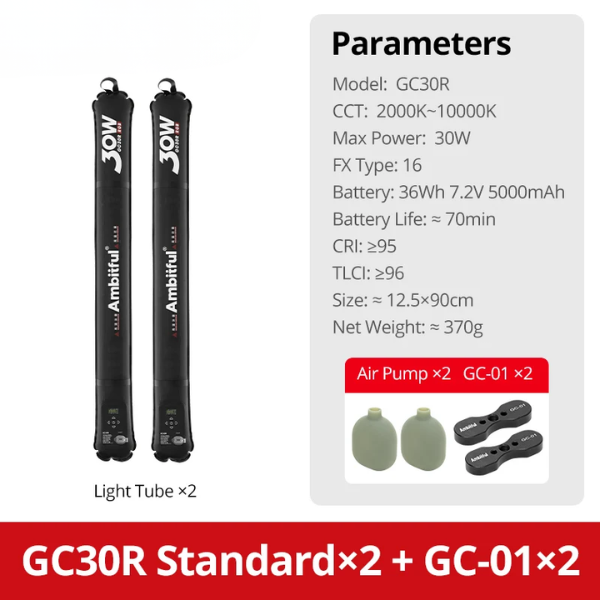 30W RGB Inflatable LED Tube Light 2000K-10000K