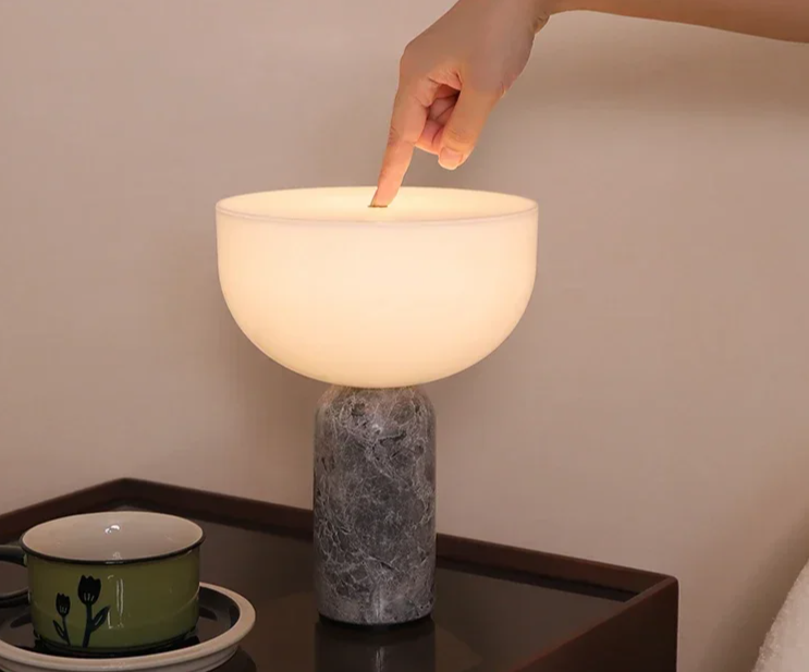 Modern Red Marble Lamp with Portable USB Charging