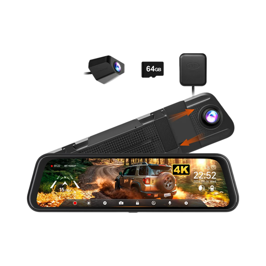 Dash Camera 4K Front Rear GPS Wi-Fi 64GB