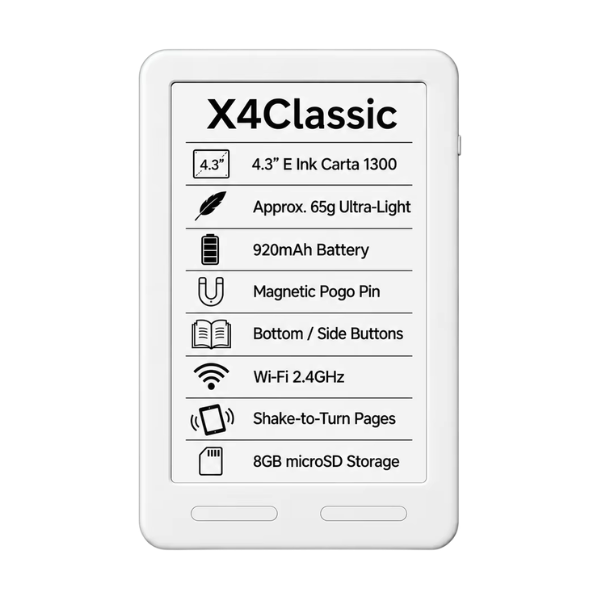 Compact E-Book Reader with High-Resolution E-Ink Display