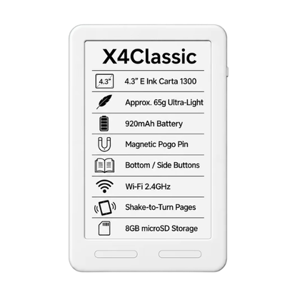 Compact E-Book Reader with High-Resolution E-Ink Display