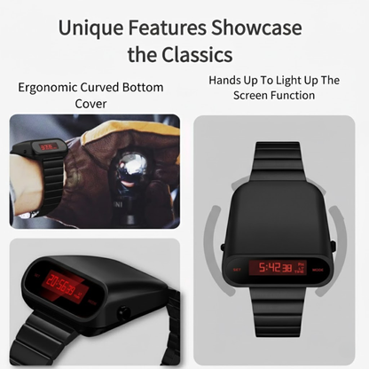 Unique 1970s Style Digital Watch Men White