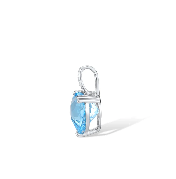 Radiant Swiss Blue Topaz 14K Gold Pendant Necklace