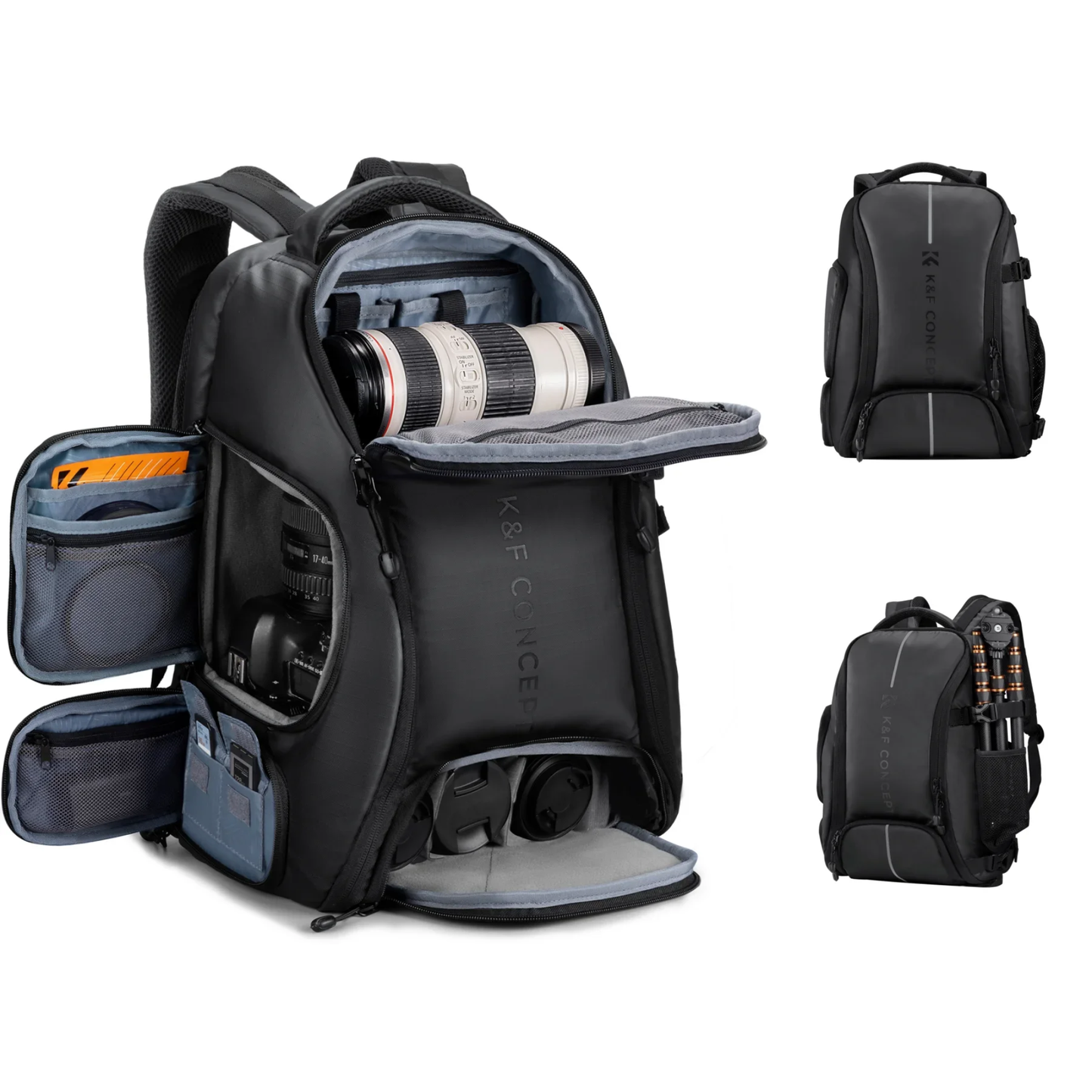 Waterproof Camera Backpack 25L with Laptop Pocket Black