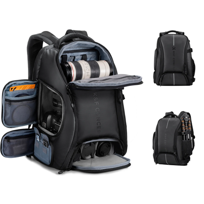 Waterproof Camera Backpack 25L with Laptop Pocket Black