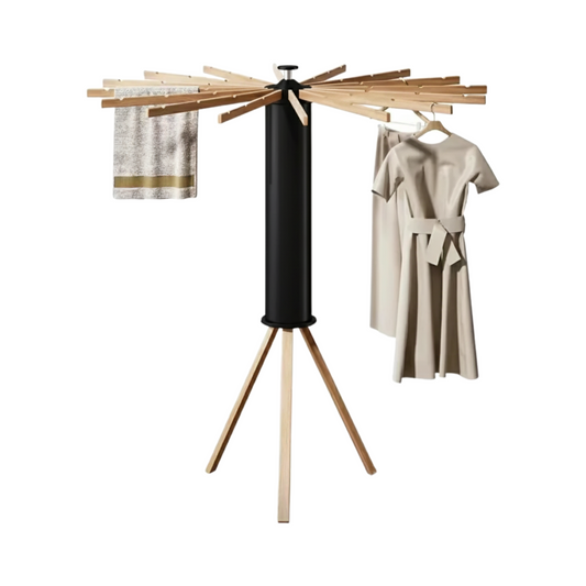Portable Black Tripod Clothes Drying Rack Floor Standing Swivel Arms