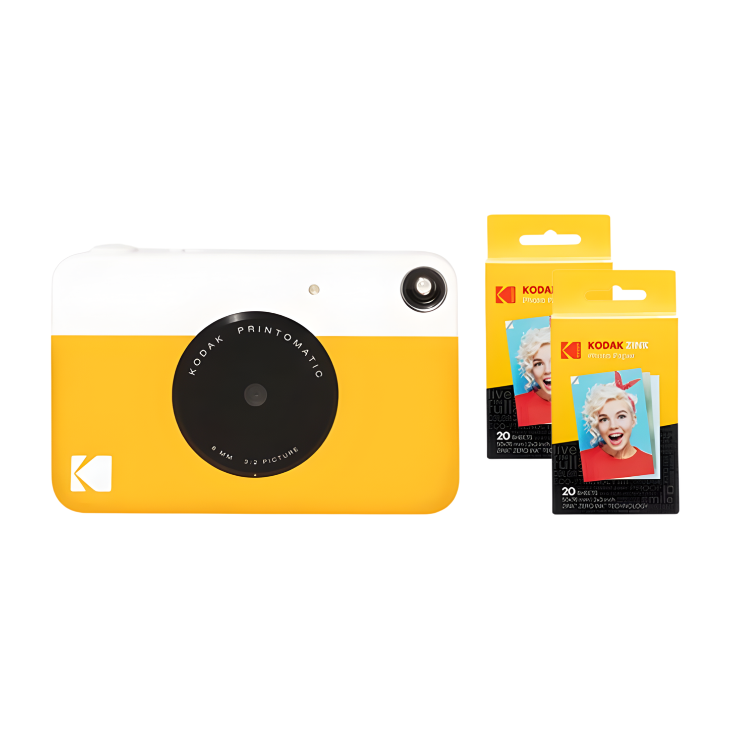 Yellow 1080p Instant Printing Camera Flash 40 Films