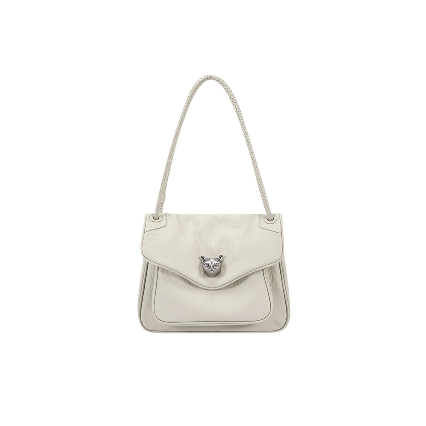 Elegant Grey Woven Tote Bag Leather Shoulder Bag