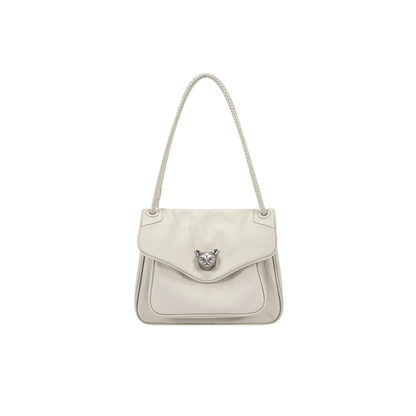 Elegant Grey Woven Tote Bag Leather Shoulder Bag