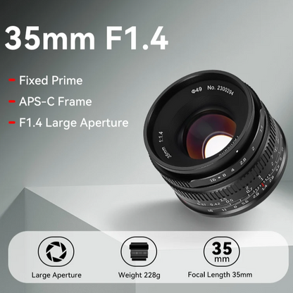 High Speed 35mm F1.4 APS C Lens for Sony Cameras