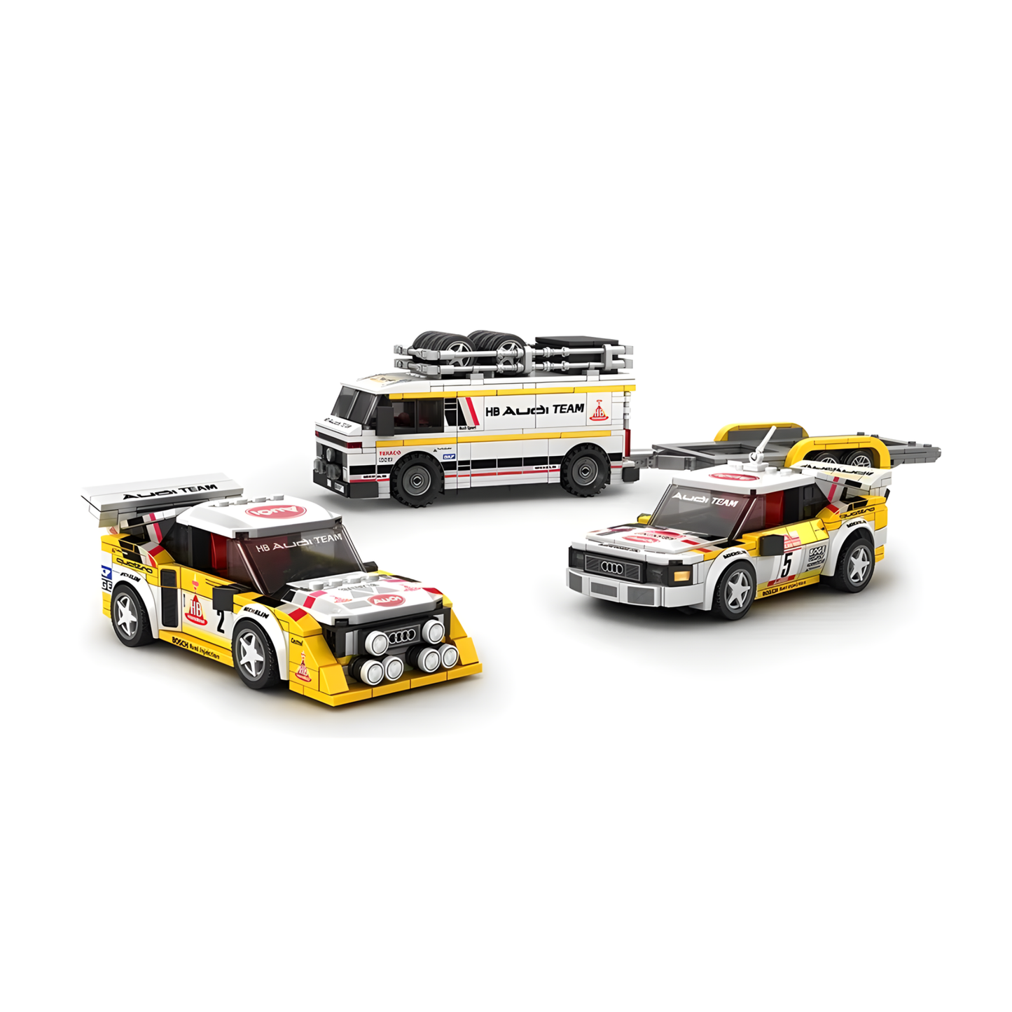 Sports Quattro Car with Team Truck Building Bricks Set
