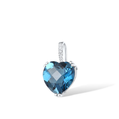 Luxury 14K Gold Pendant with London Blue Topaz Gem