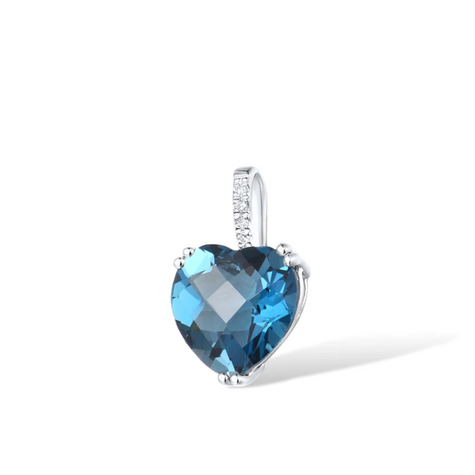 Luxury 14K Gold Pendant with London Blue Topaz Gem